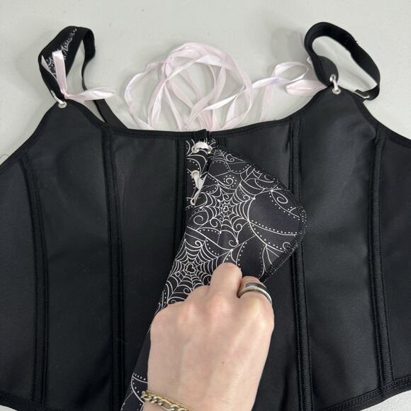 Adore Me Alex Corset Top Womens 1X Black Spiderweb Halloween Bustier Whimsigoth - Picture 11 of 16
